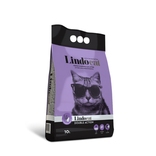 Lindocat DOUBLE ACTION - lettiera agglomerante bianca al profumo di lavanda