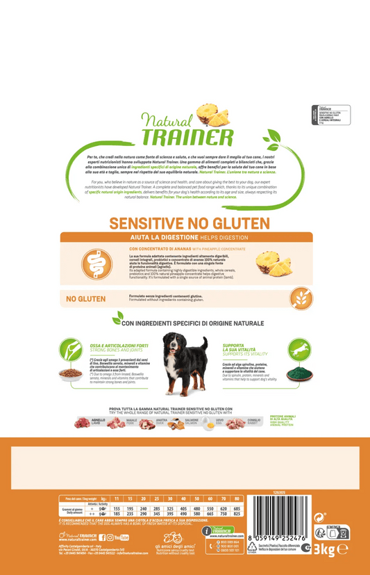 Natural Trainer - Dog Medium & Maxi - SENSITIVE - NO GLUTEN - Agnello
