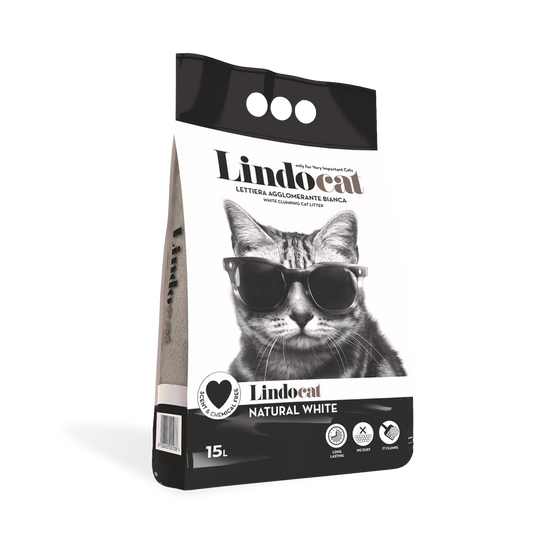 Lindocat NATURAL WHITE - lettiera agglomerante bianca a lunga durata