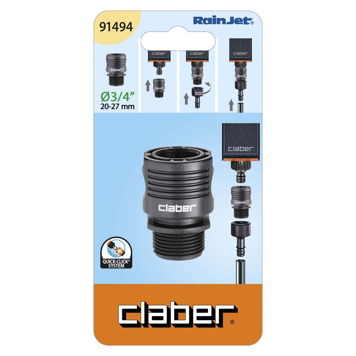 CLABER - Raccordo automatico filetto 3/4” - 91494