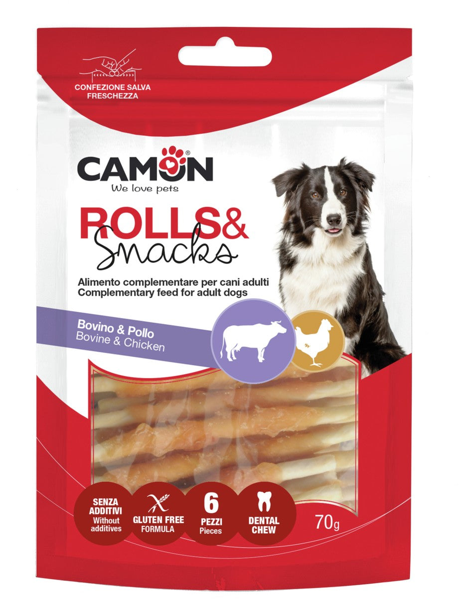 Treats & Snack - Rolls di pelle bovina con pollo