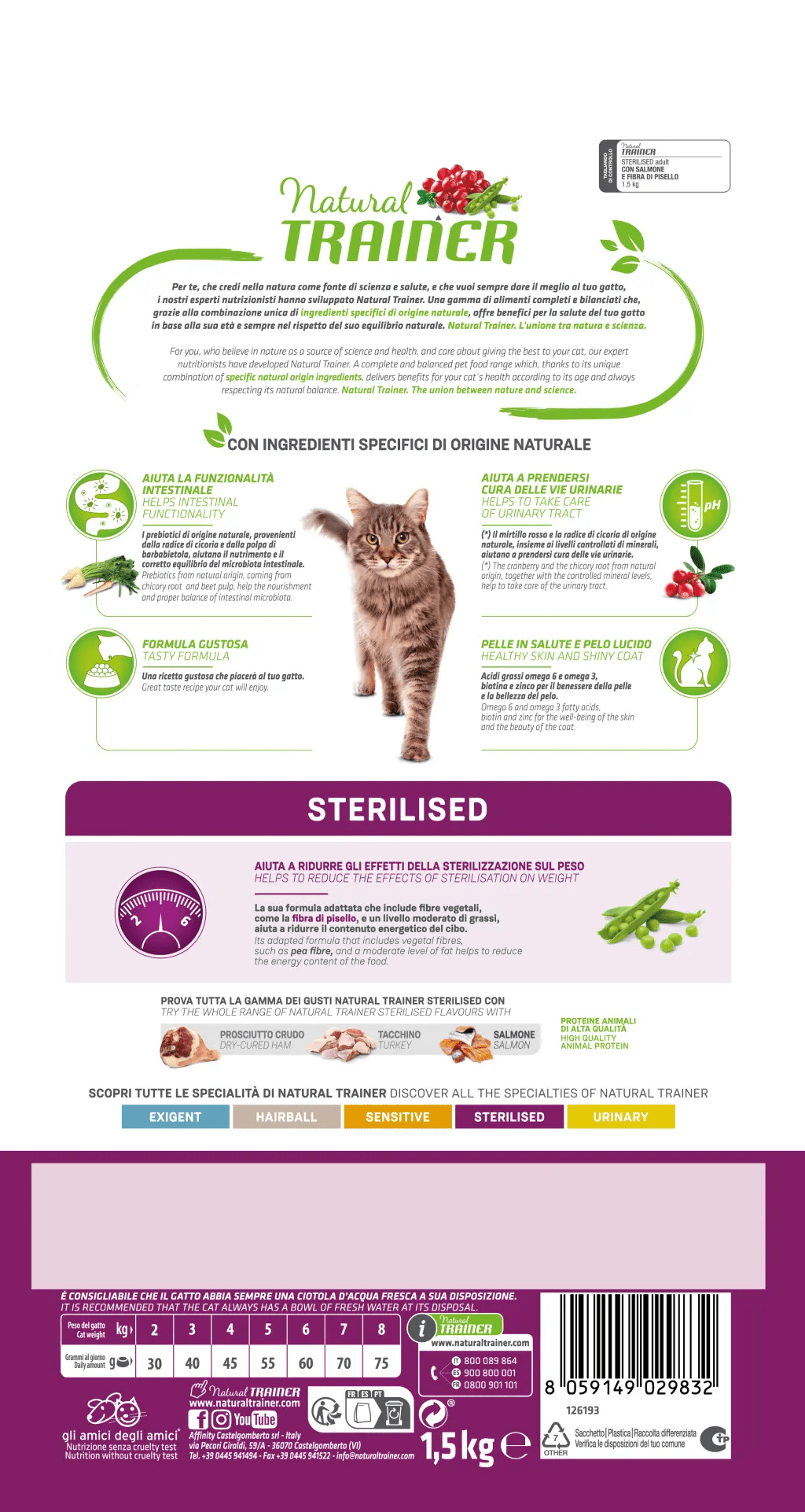 NATURAL TRAINER - Cat Sterilized - SALMONE - crochette per gatti sterilizzati