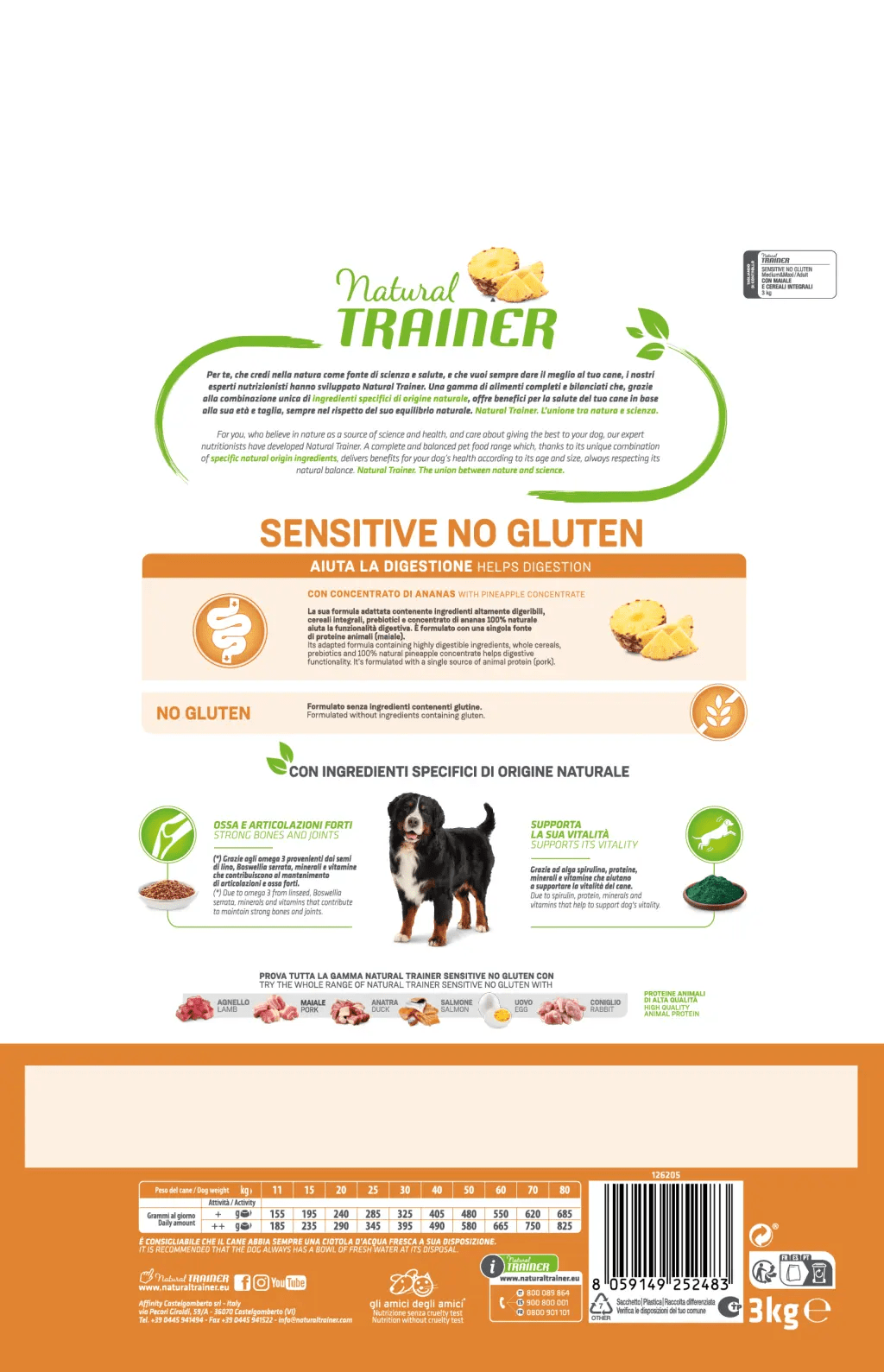 Natural Trainer - Dog Medium & Maxi - SENSITIVE - NO GLUTEN - Salmone