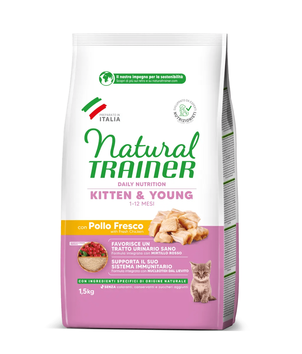NATURAL TRAINER - Kitten & Young con Pollo - Crocchette per gattino da 1 a 12 mesi (Copia)