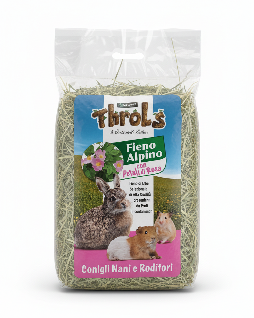 THROLS FIENO ALPINO CON PETALI DI ROSA - 500 g