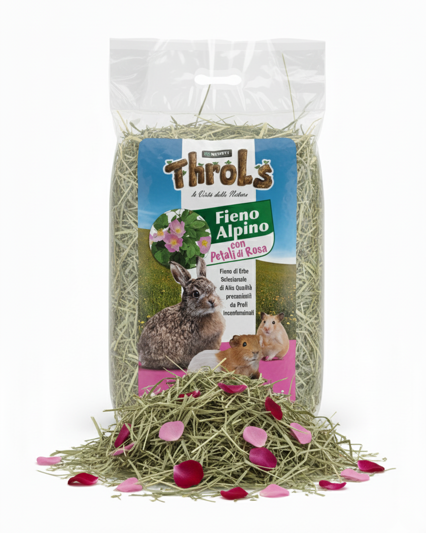 THROLS FIENO ALPINO CON PETALI DI ROSA - 500 g
