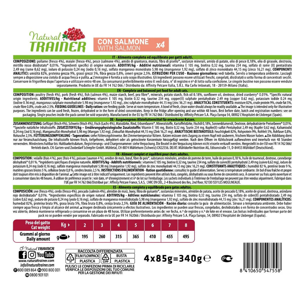 NATURAL TRAINER - Adult con bocconcini di SALMONE in salsa - 4x85g