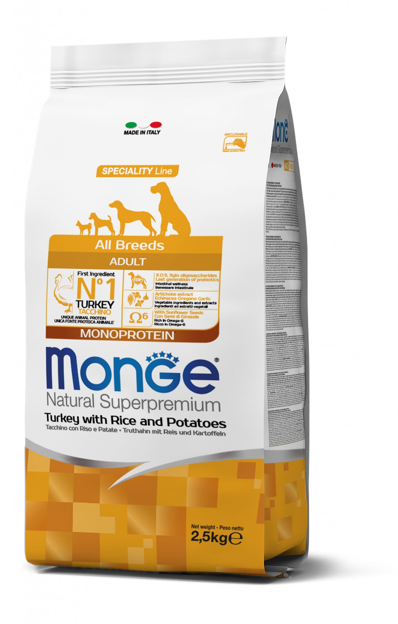 MONGE - All Breeds Adult Monoprotein Tacchino con Riso e Patate